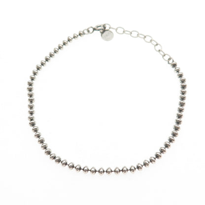 925 Sterling Silver Vintage Beaded Link Bracelet 7.25"