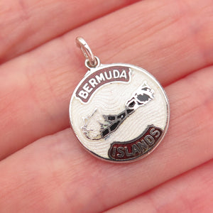 BREADNER CO. Sterling Silver Vintage Enamel Bermuda Islands Mini Charm Pendant
