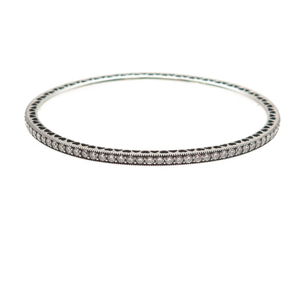 Pandora 925 Sterling Silver Round-Cut C Z Bangle Bracelet 6.5"
