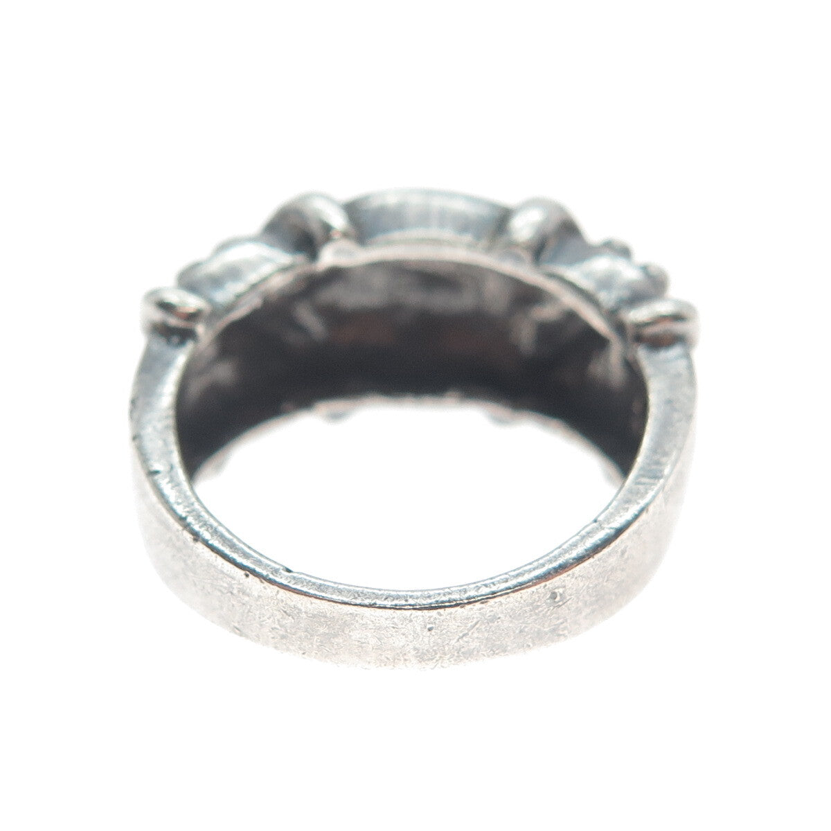 SIDNEY EVAN 925 Sterling Silver Vintage Modernist Oxidized Ring Size 5.75