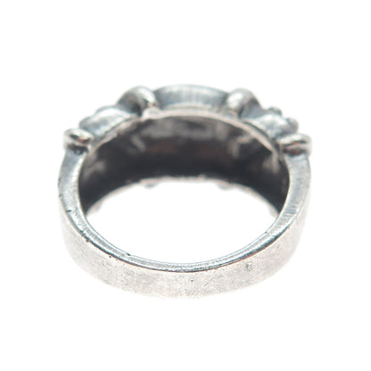 SIDNEY EVAN 925 Sterling Silver Vintage Modernist Oxidized Ring Size 5.75