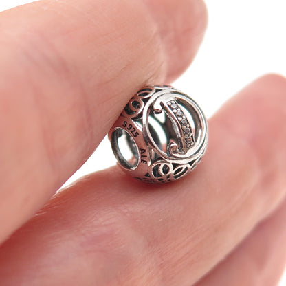 Pandora 925 Sterling Silver C Z Letter D Initial Slide Bead Charm