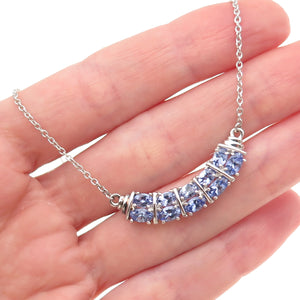 Chuck Clemency 925 Sterling Silver Real Tanzanite Cable Chain Necklace 18"