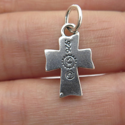 SUNDANCER 925 Sterling Silver Vintage "Faith" Cross Religious Minimalist Pendant