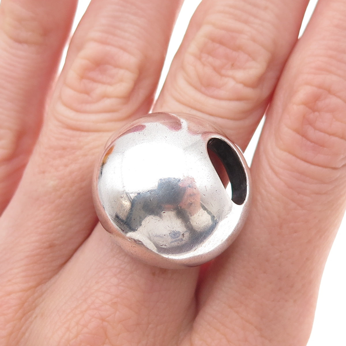 925 Sterling Silver Vintage Modernist Dome Oxidized Ring Size 8