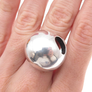 925 Sterling Silver Vintage Modernist Dome Oxidized Ring Size 8