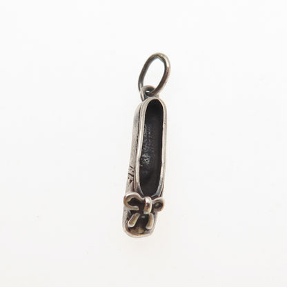 Sunwest 925 Sterling Silver Vintage Ballerina Shoe 3D Mini Charm Pendant