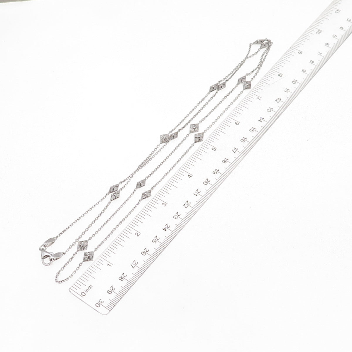 925 Sterling Silver Floral Station By The Yard Cable Chain Necklace 36"
