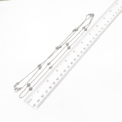 925 Sterling Silver Floral Station By The Yard Cable Chain Necklace 36"