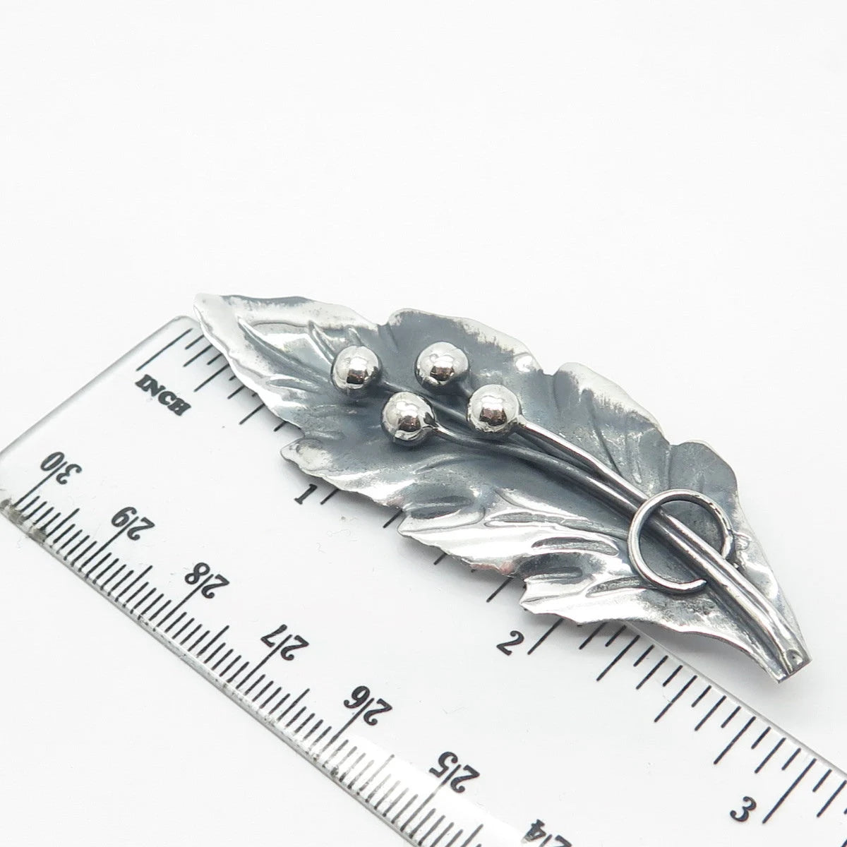 925 Sterling Silver Vintage Mexico Leaf Pin Brooch