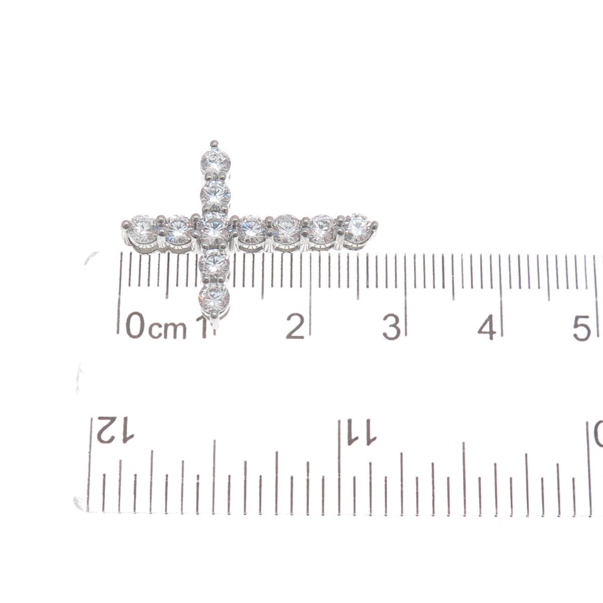 925 Sterling Silver Round-Cut Shaped C Z Cross Pendant