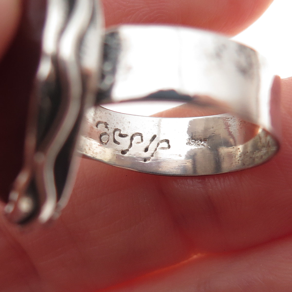 Didae 925 Sterling Silver Vintage Israel Real Carnelian Modernist Ring Size 7