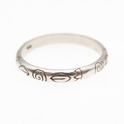 925 Sterling Silver Vintage Ethnic Scroll Band Ring Size 7