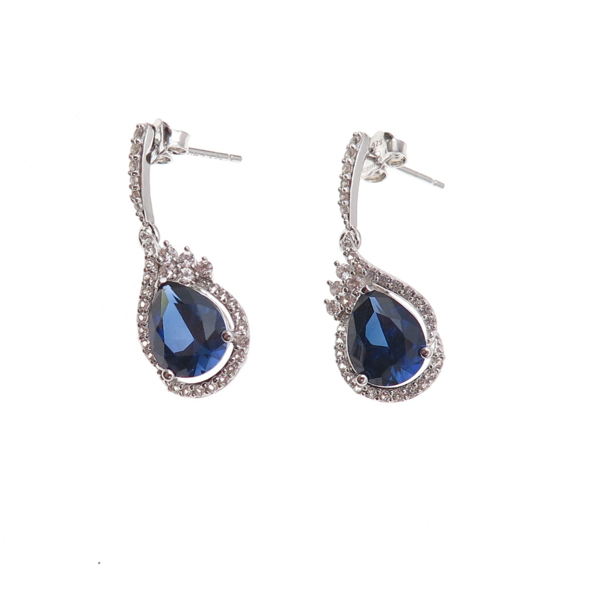 Richline 925 Sterling Silver Real White Topaz & Lab-Created Sapphire Earrings