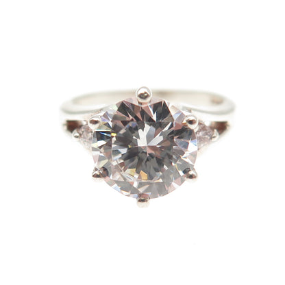 925 Sterling Silver Round-Cut C Z Engagement Ring Size 6