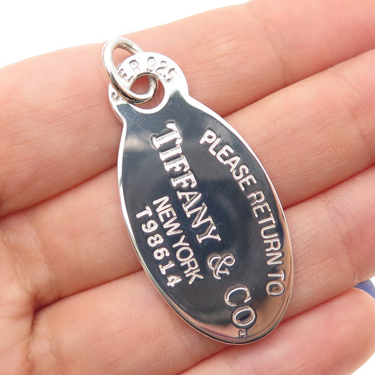 TIFFANY & CO. 925 Sterling Silver Vintage Return to Tiffany Tag Charm Pendant