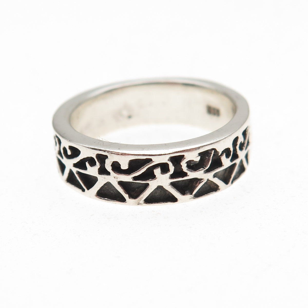 925 Sterling Silver Vintage Scroll Oxidized Band Ring Size 6.25