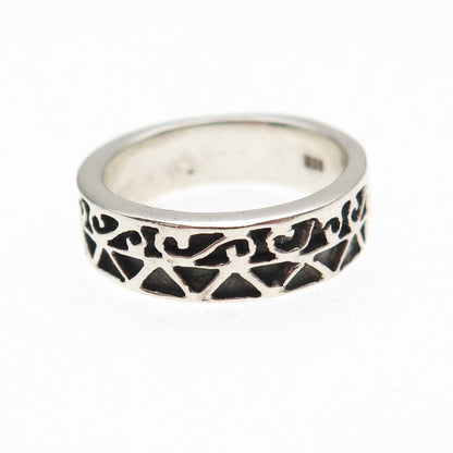 925 Sterling Silver Vintage Scroll Oxidized Band Ring Size 6.25