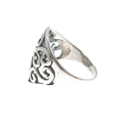 925 Sterling Silver Vintage Swirl Oxidized Ring Size 7