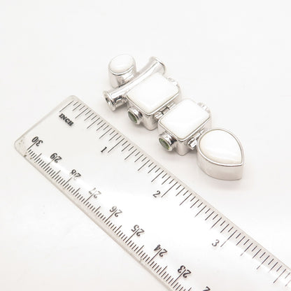 925 Sterling Silver Vintage Chapal-Zenray White Onyx & Peridot Gem Slide Pendant
