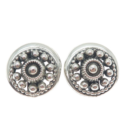 DANECRAFT 925 Sterling Silver Antique Art Deco Beaded Oxidized Clip On Earrings