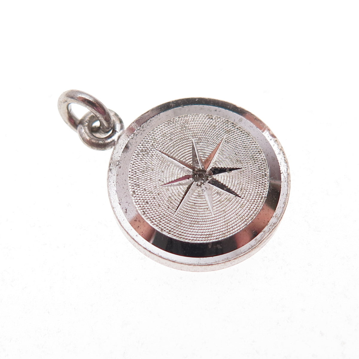 Lamode Sterling Silver Antique Art Deco Real Diamond North Star Charm Pendant
