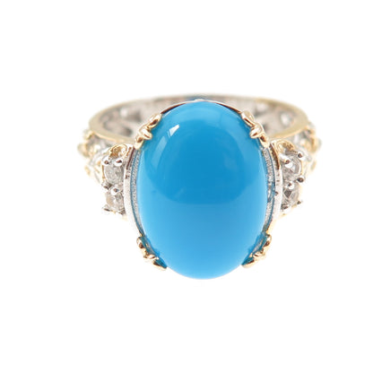 Michael Valitutti Gems En Vogue Sterling Silver Turquoise & Topaz Ring Size 8.25