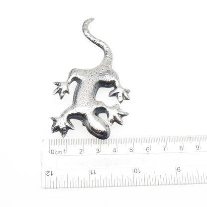 925 Sterling Silver Vintage Mexico Lizard Oxidized Pin Brooch