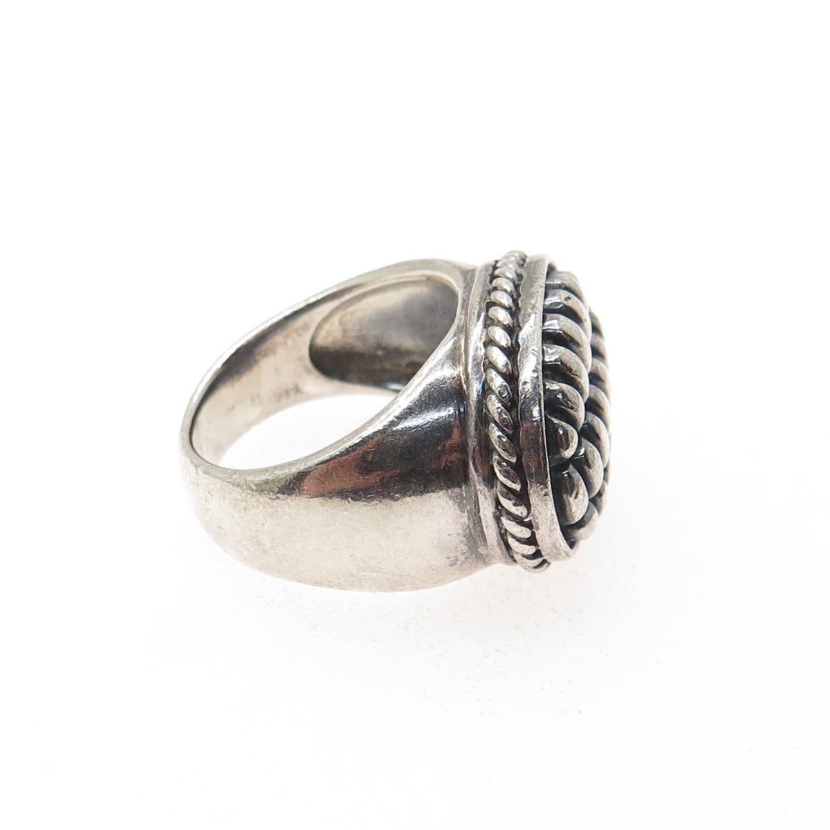 925 Sterling Silver Vintage Crocodile Pattern Oxidized Ring Size 6.75