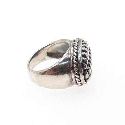 925 Sterling Silver Vintage Crocodile Pattern Oxidized Ring Size 6.75