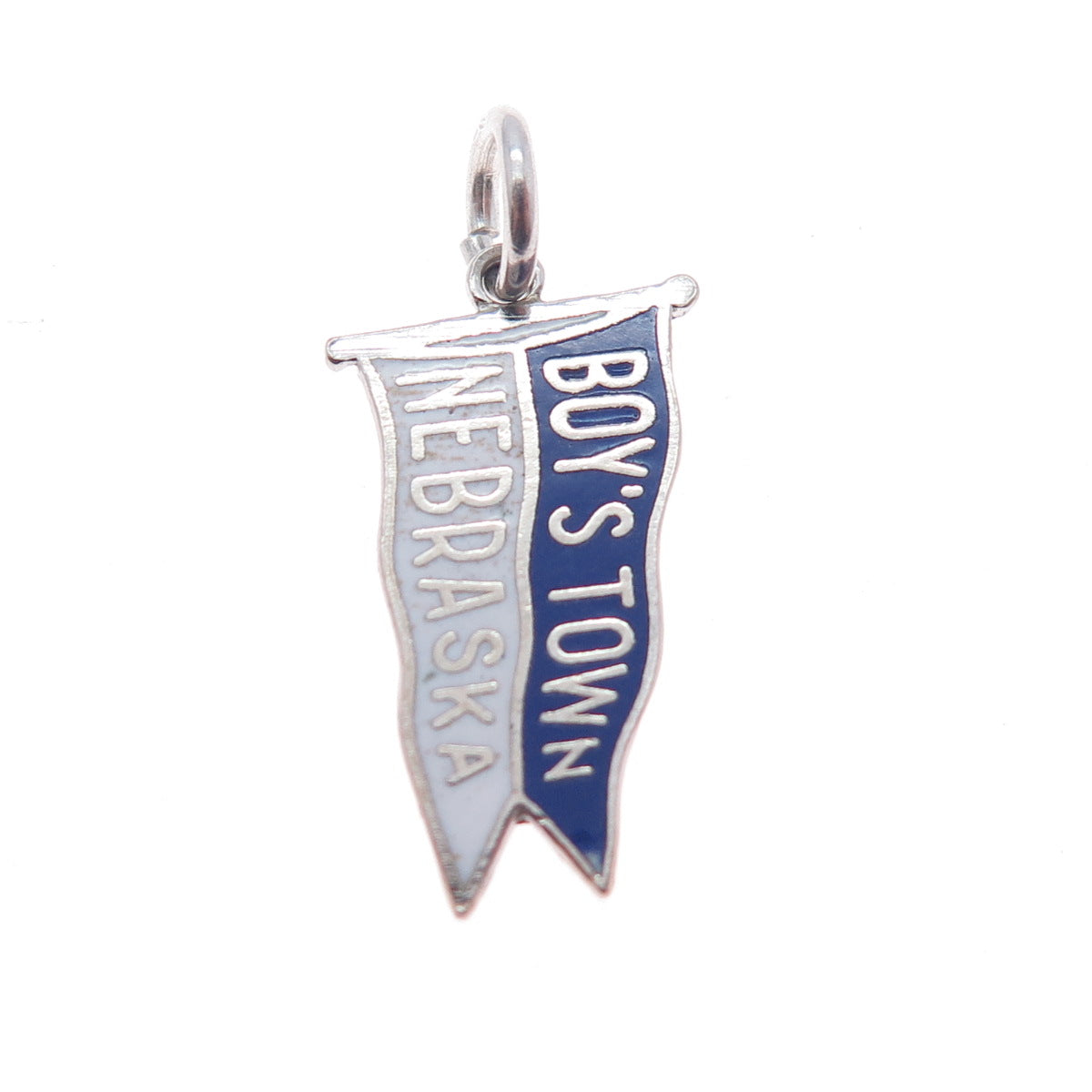 FRENCH & FRANKLIN 925 Sterling Silver Vintage Enamel Boy's Town Nebraska Pendant