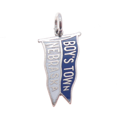 FRENCH & FRANKLIN 925 Sterling Silver Vintage Enamel Boy's Town Nebraska Pendant