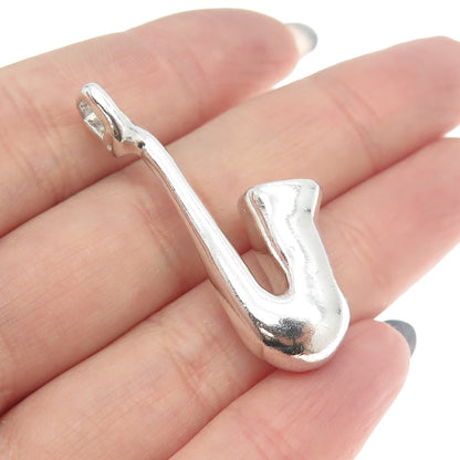 925 Sterling Silver Vintage Saxophone Musical Instrument Charm Pendant