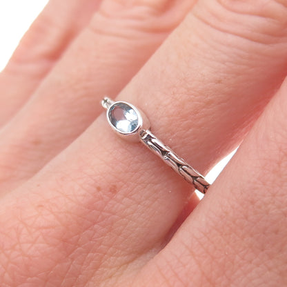 Annika Witt 925 Sterling Silver Vintage Real Blue Topaz Oxidized Ring Size 8