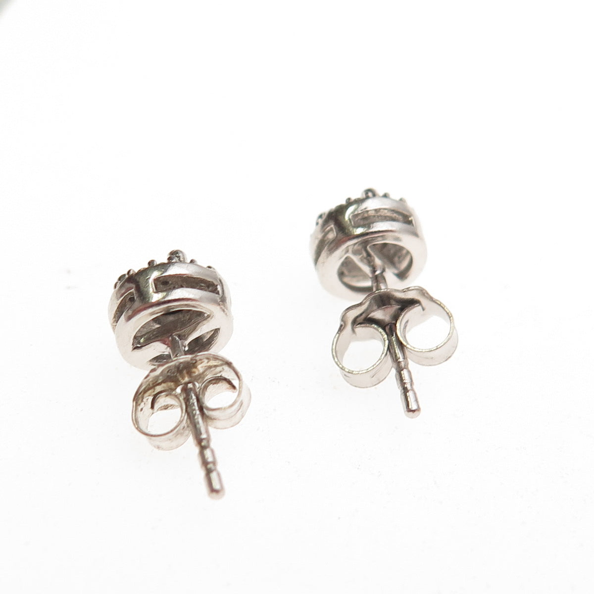 925 Sterling Silver Real Round-Cut Diamond Stud Earrings