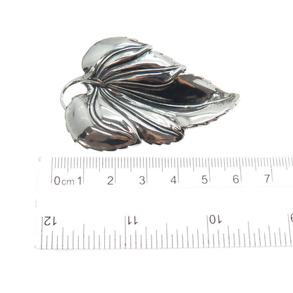 DANECRAFT 925 Sterling Silver Antique Art Deco Floral Leaf Oxidized Pin Brooch