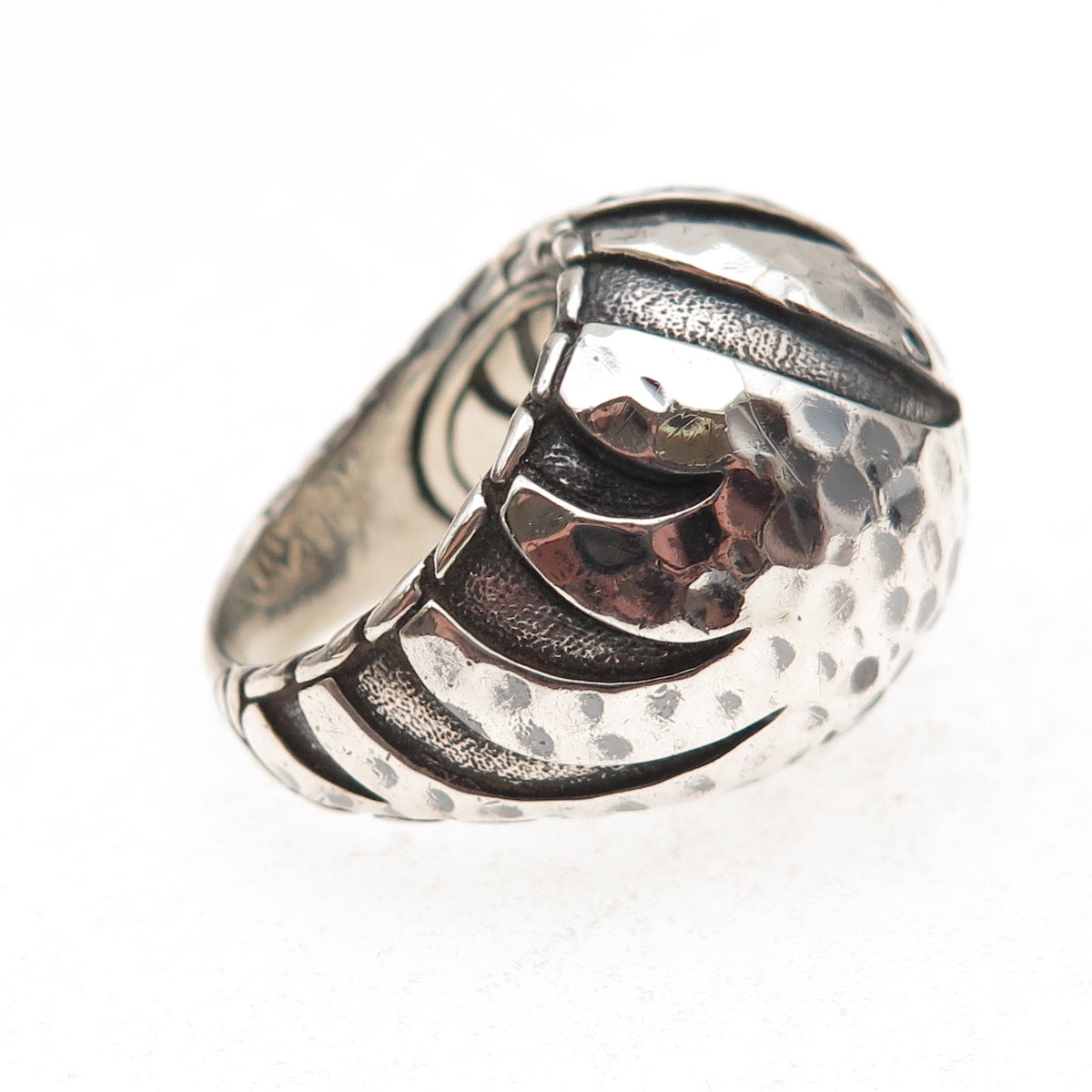 John Hardy 925 Sterling Silver Vintage Palu Macan Hammered Dome Ring Size 7.25