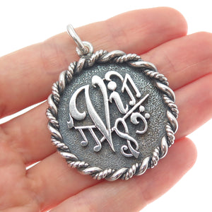 925 Sterling Silver Vintage Music Note Oxidized Charm Pendant