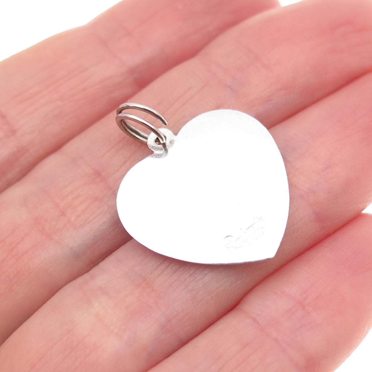 Rembrandt Sterling Silver Vintage Mother We Love You Heart Mini Charm Pendant