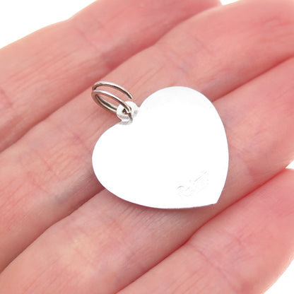 Rembrandt Sterling Silver Vintage Mother We Love You Heart Mini Charm Pendant