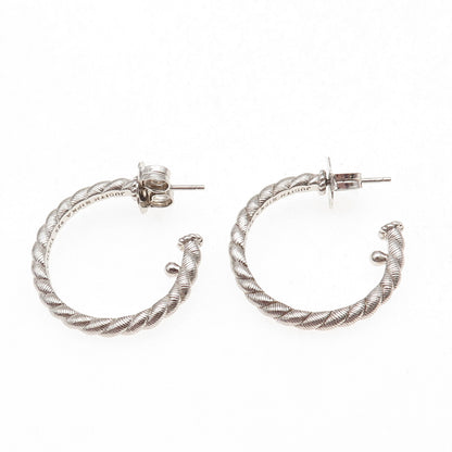 Judith Ripka 925 Sterling Silver Twisted Hoop Earrings