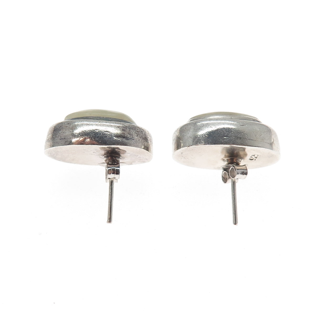 925 Sterling Silver Vintage Real Mother-of-Pearl Oxidized Earrings
