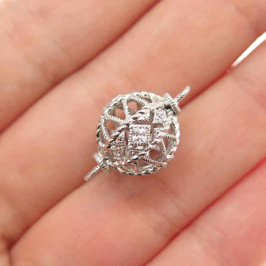 JUDITH RIPKA 925 Sterling Silver C Z Ball Bead Link of Bracelet / Necklace