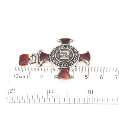 925 Sterling Silver Antique 1849 Enamel Austro-Hungarian Merit Cross Pendant