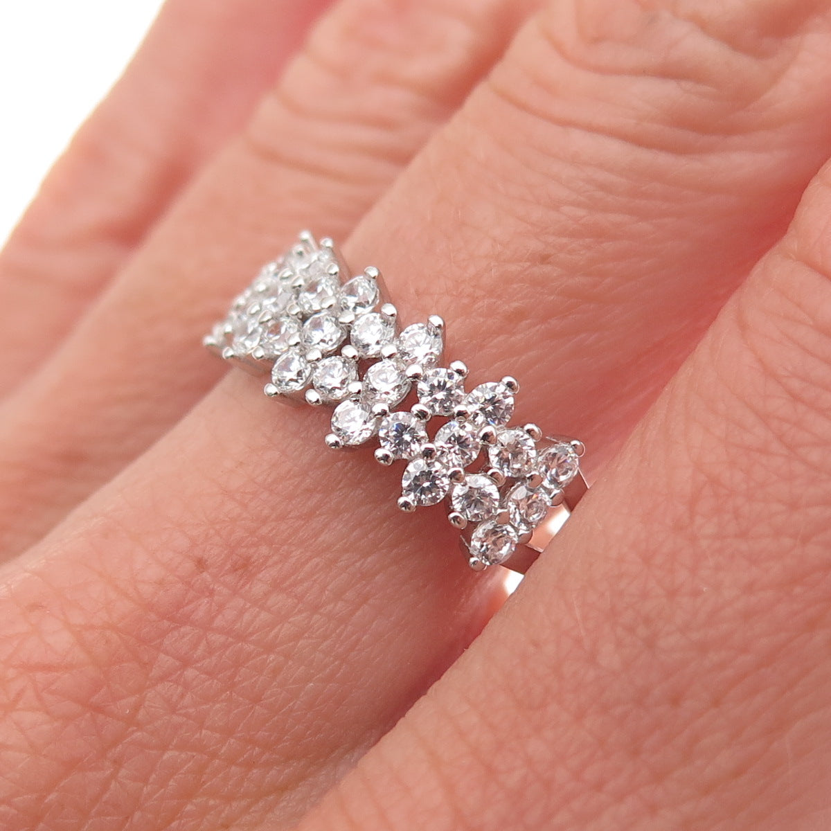 925 Sterling Silver Round-Cut C Z Ring Size 9.25