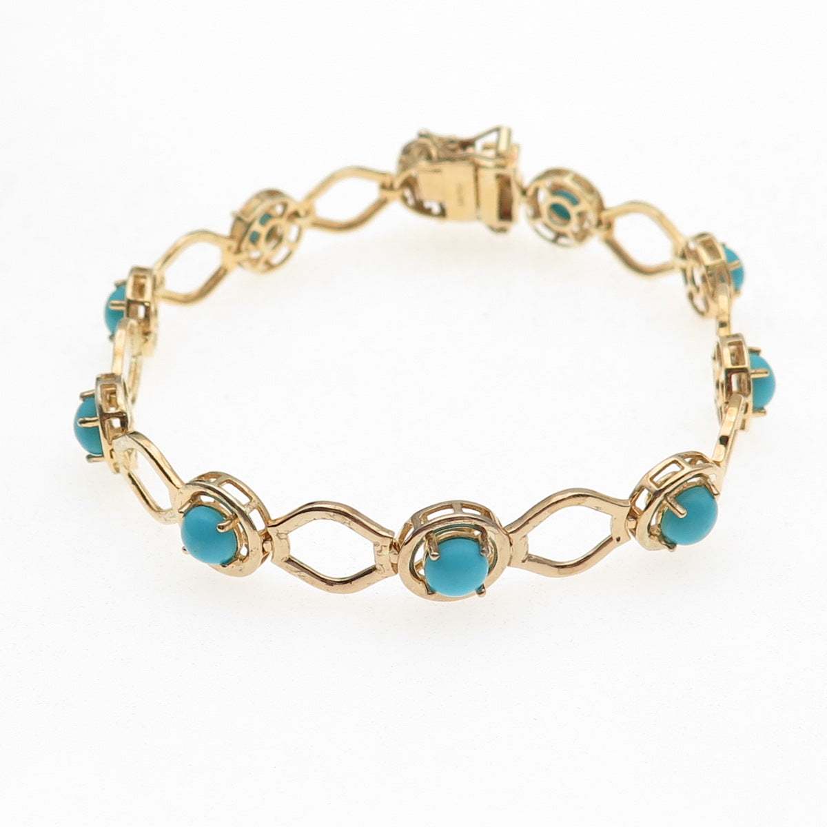 D'Joy Sterling Silver Gold Plated Real Sleeping Beauty Turquoise Bracelet 7.5"