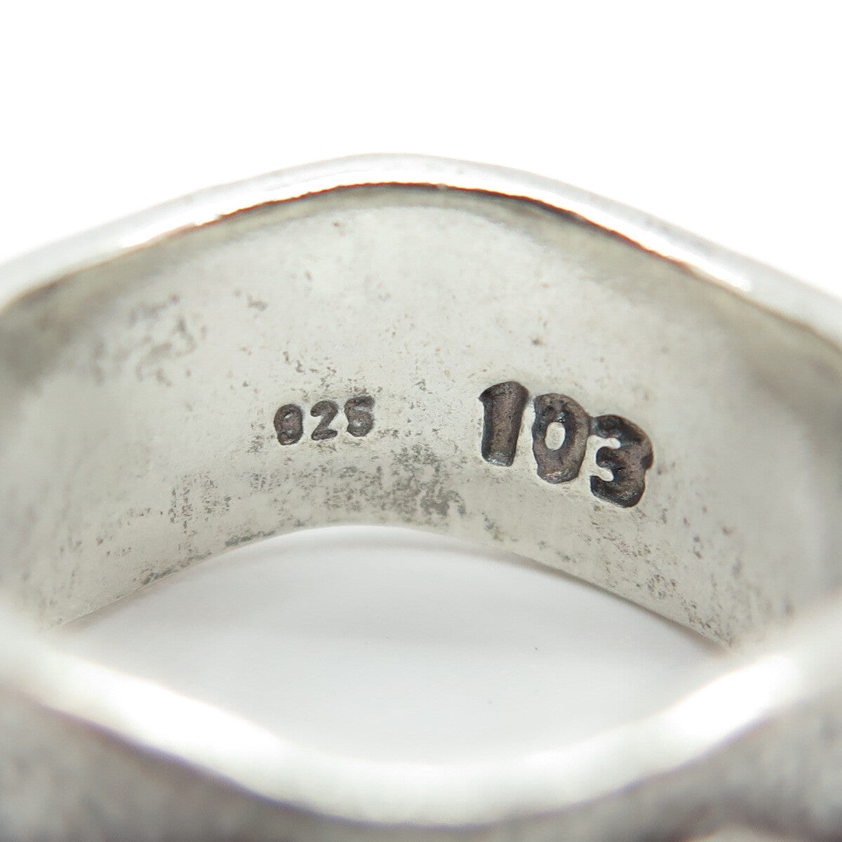925 Sterling Silver Vintage Tribal Modernist Band Ring Size 7