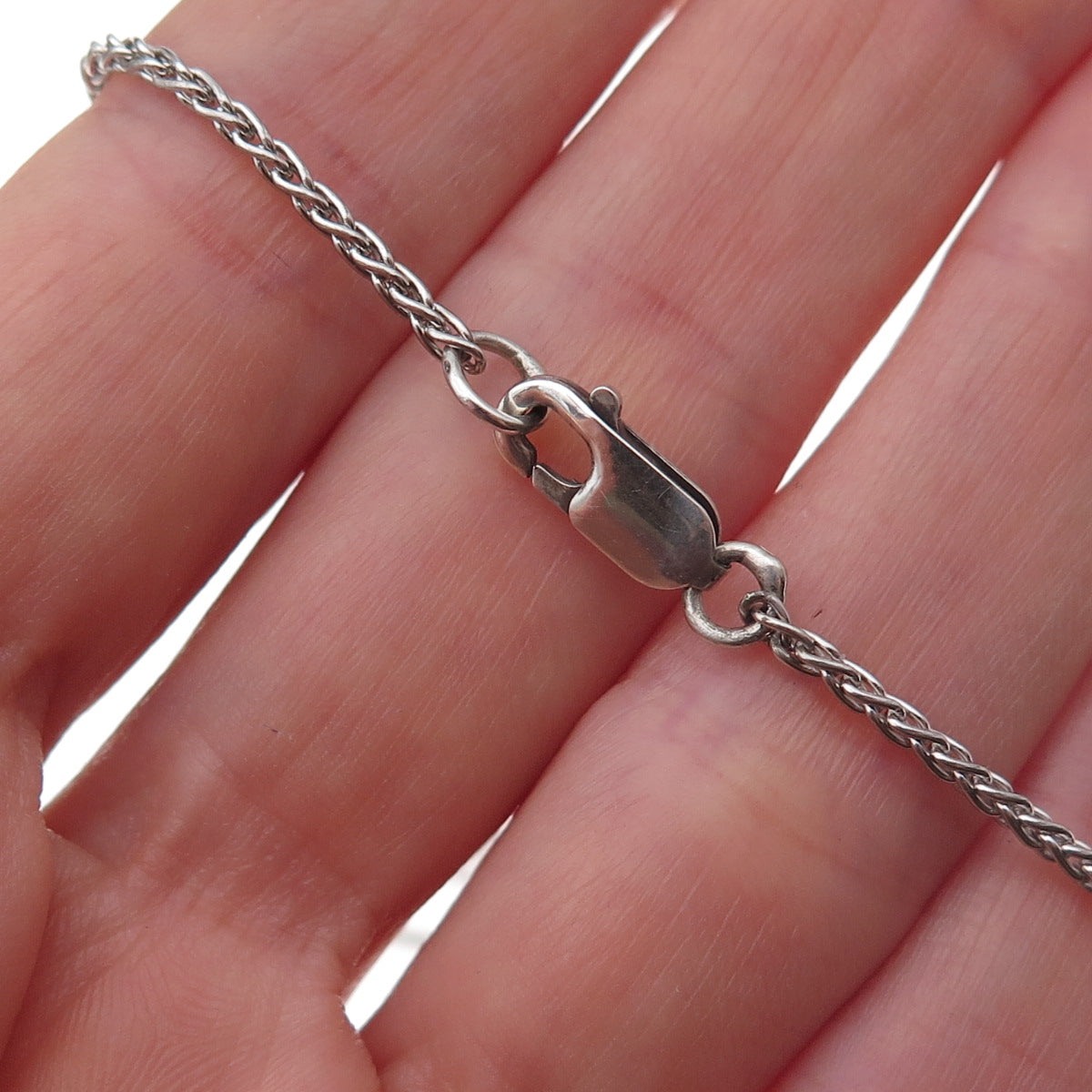 925 Sterling Silver Real Diamond Curb & Spiga Chain Necklace 20"