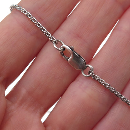 925 Sterling Silver Real Diamond Curb & Spiga Chain Necklace 20"