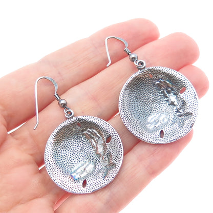 925 Sterling Silver Vintage Seashell & Starfish Oxidized Dangle Earrings